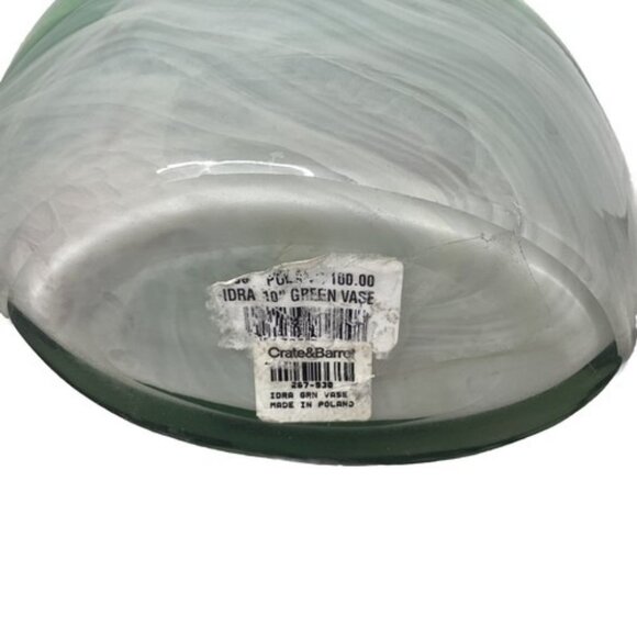 Crate and Barrel IDRA 10” Green Glass Vase Made In Poland Christmas Gift - Picture 3 of 5